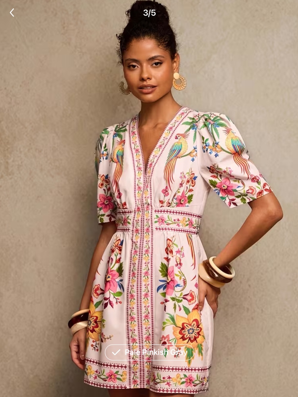 NWOT Tropical Flowers & Exotic Birds Dress Short Sleeve Size Small